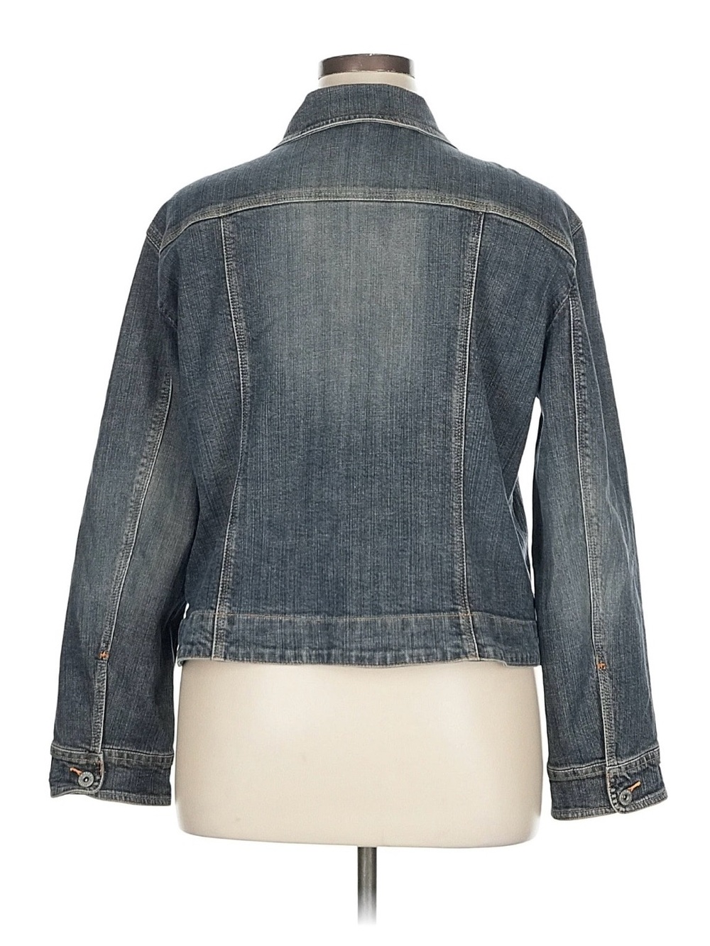 Classic Women's Denim Jacket - Dark Blue - Picture 2 of 6